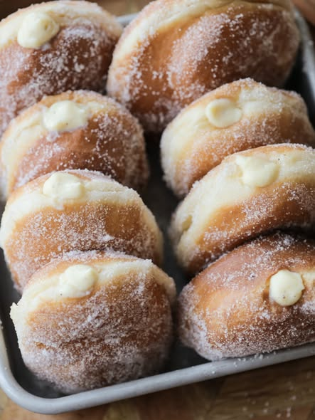 Homemade Cream-Filled Sugar Donuts