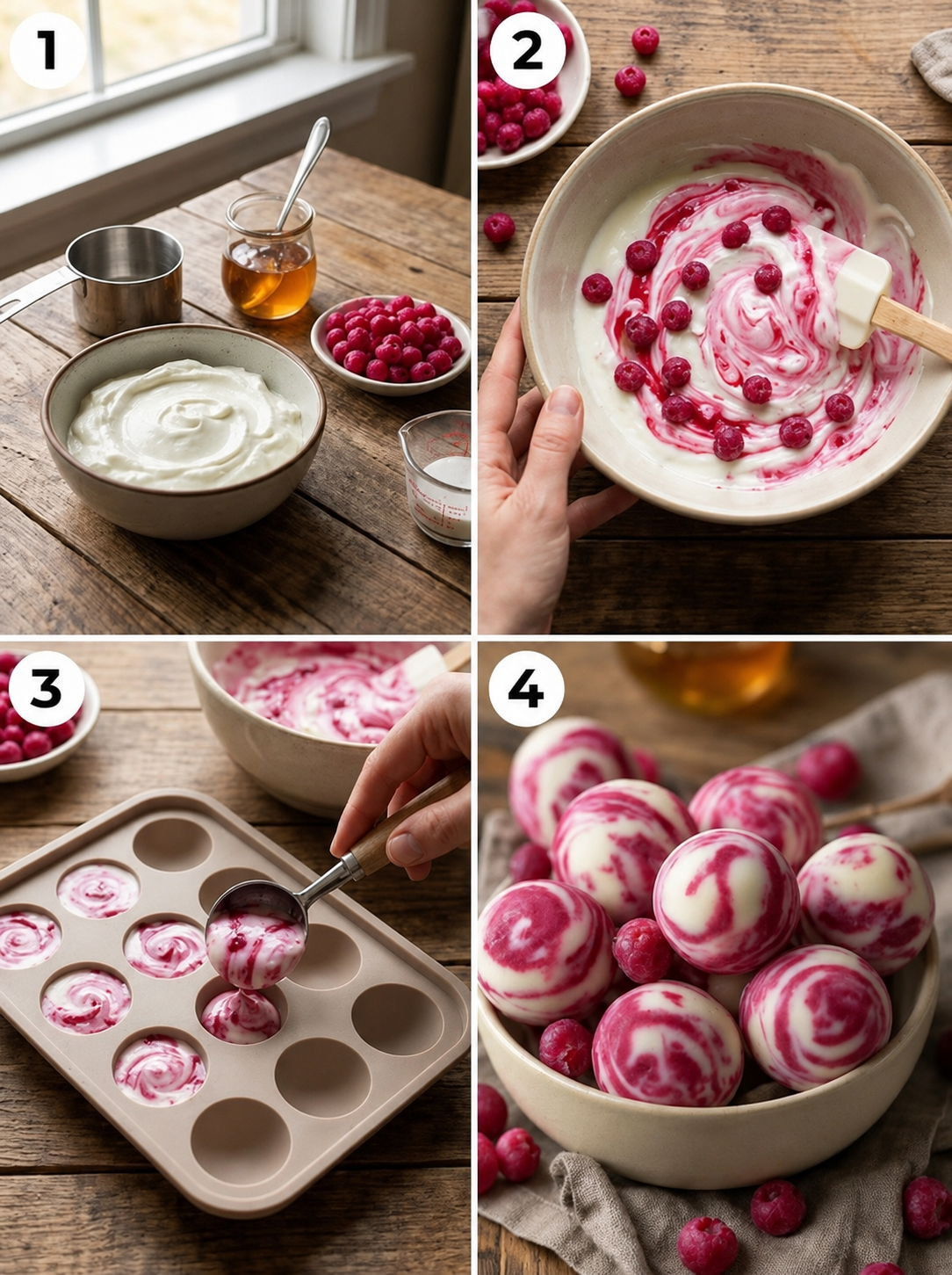 Frozen Yogurt Cranberry Swirl Bites