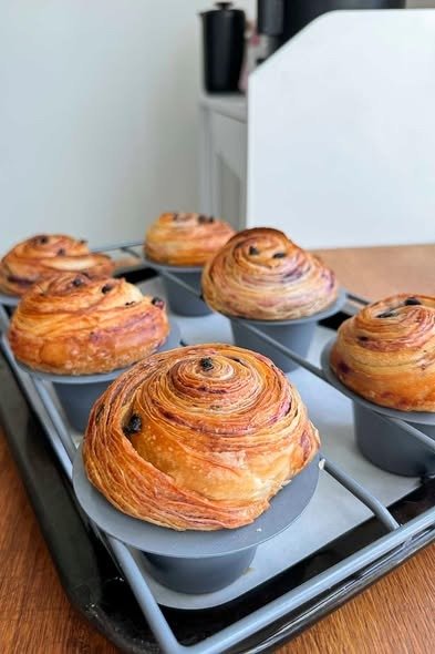 Homemade Sourdough Blueberry Cruffins